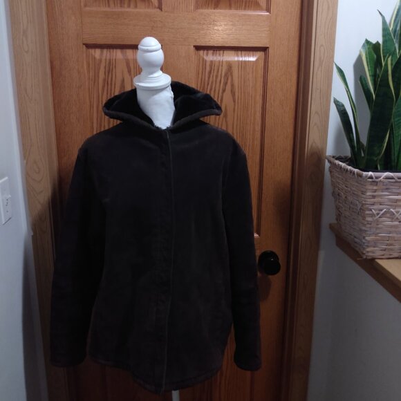 Jones New York Sport Women's Size L Faux Fur Lined Sude Brown Winter Jacket - Picture 6 of 13